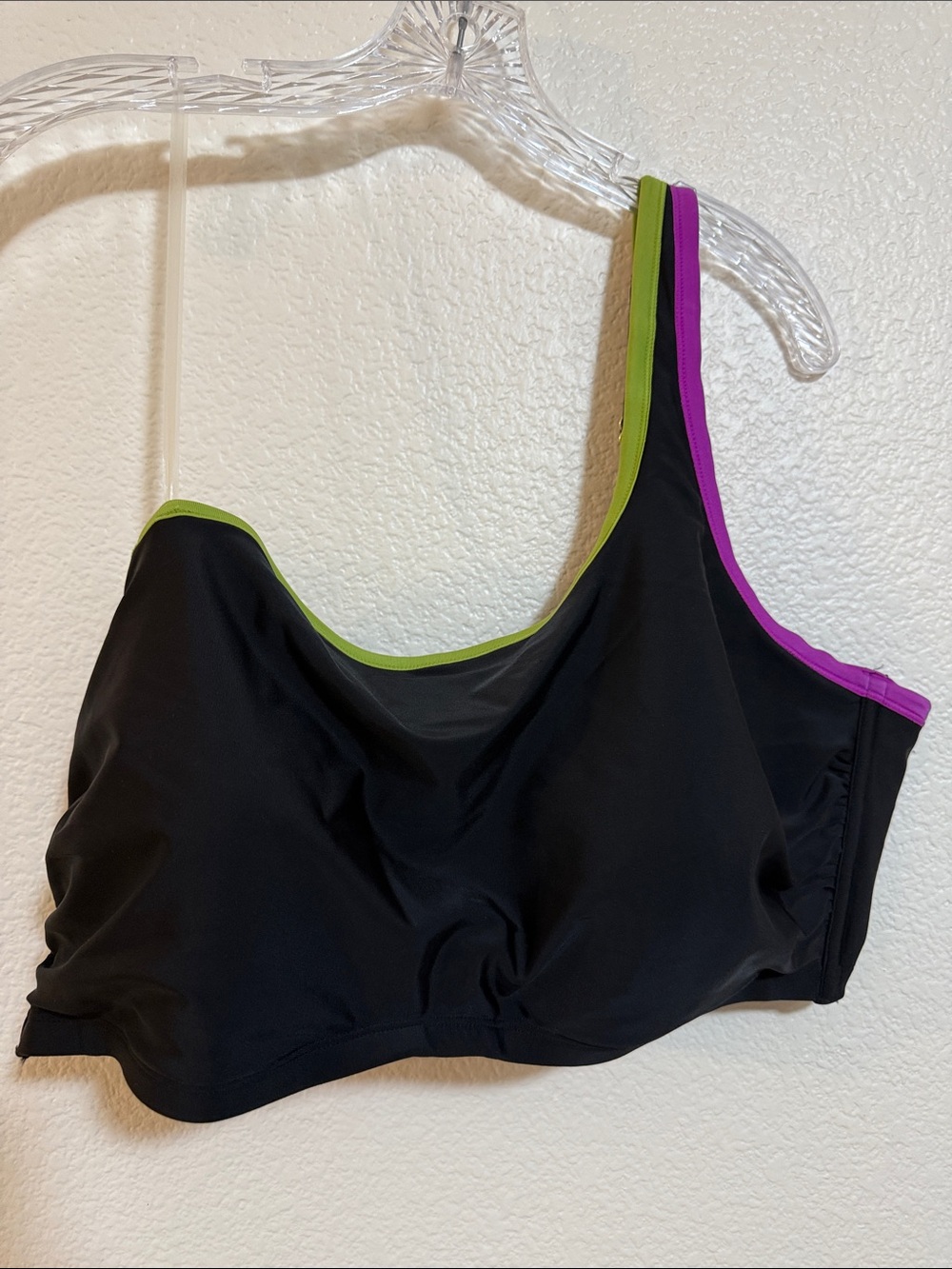 Shade and Shore Black Swim with Green and Purple Trim - Women's Plus size 3x